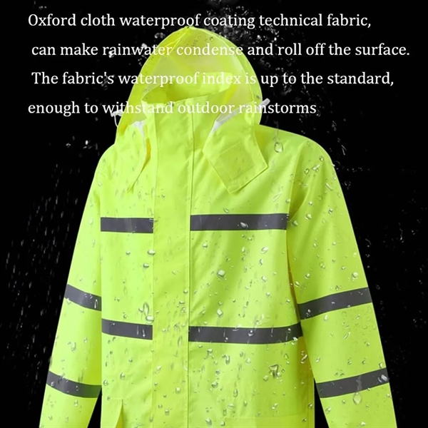Hi Vis Rain Jacket Reflective Safety Long Cloak Coat - Hi Vis Rain Jacket Reflective Safety Long Cloak Coat - Image 5 of 6