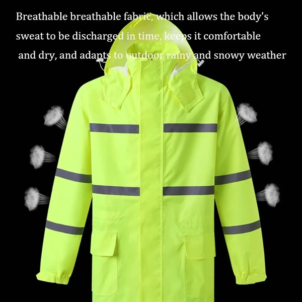 Hi Vis Rain Jacket Reflective Safety Long Cloak Coat - Hi Vis Rain Jacket Reflective Safety Long Cloak Coat - Image 6 of 6
