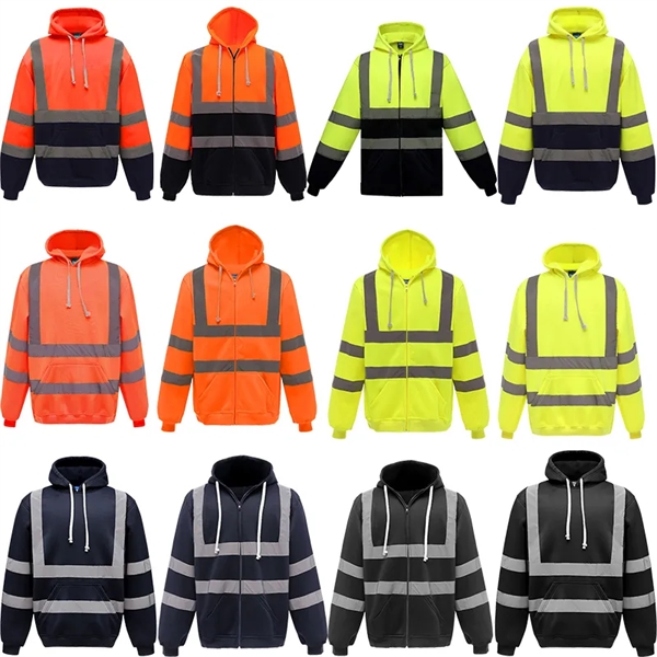 Reflective Strip Hoodie Road Work High visibility Jacket - Reflective Strip Hoodie Road Work High visibility Jacket - Image 0 of 3
