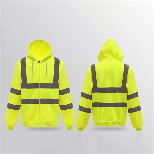 Reflective Strip Hoodie Road Work High visibility Jacket - Reflective Strip Hoodie Road Work High visibility Jacket - Image 1 of 3