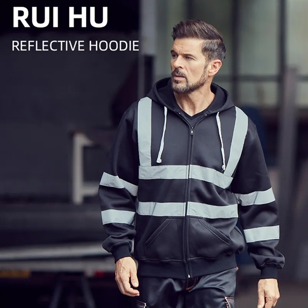 Reflective Strip Hoodie Road Work High visibility Jacket - Reflective Strip Hoodie Road Work High visibility Jacket - Image 2 of 3