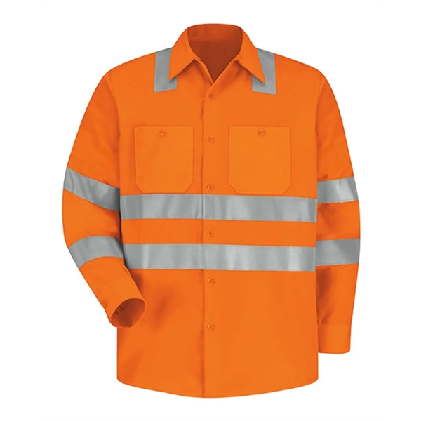 Red Kap High Visibility Safety Long Sleeve Work Shirt - Red Kap High Visibility Safety Long Sleeve Work Shirt - Image 4 of 9