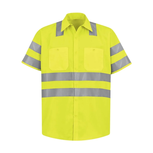 Red Kap High Visibility Safety Short Sleeve Work Shirt - Red Kap High Visibility Safety Short Sleeve Work Shirt - Image 7 of 9