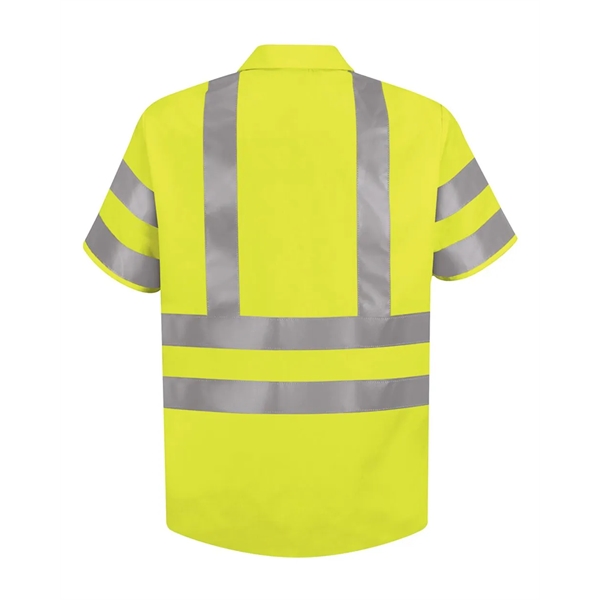 Red Kap High Visibility Safety Short Sleeve Work Shirt - Red Kap High Visibility Safety Short Sleeve Work Shirt - Image 6 of 9