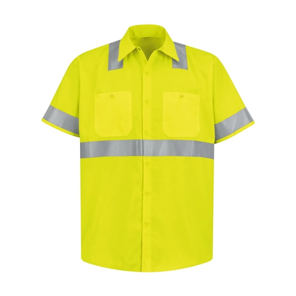 Red Kap High Visibility Safety Short Sleeve Work Shirt - Red Kap High Visibility Safety Short Sleeve Work Shirt - Image 8 of 9