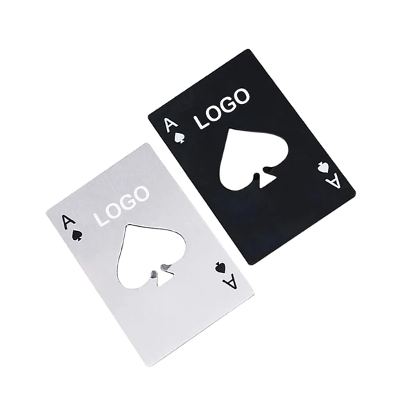 Poker Shaped Credit Card Size Stainless Steel Bottle Opener - Poker Shaped Credit Card Size Stainless Steel Bottle Opener - Image 0 of 6
