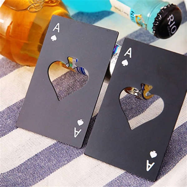 Poker Shaped Credit Card Size Stainless Steel Bottle Opener - Poker Shaped Credit Card Size Stainless Steel Bottle Opener - Image 2 of 6