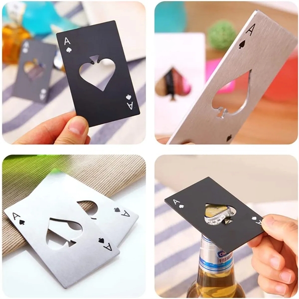 Poker Shaped Credit Card Size Stainless Steel Bottle Opener - Poker Shaped Credit Card Size Stainless Steel Bottle Opener - Image 3 of 6