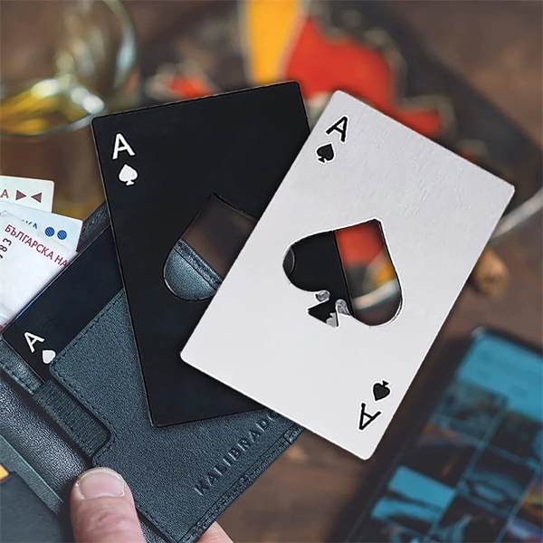 Poker Shaped Credit Card Size Stainless Steel Bottle Opener - Poker Shaped Credit Card Size Stainless Steel Bottle Opener - Image 6 of 6
