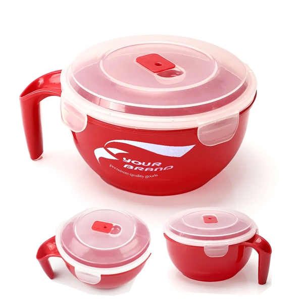 Microwavable Plastic Food Container Soup Mugs Bowl with Lid - Microwavable Plastic Food Container Soup Mugs Bowl with Lid - Image 0 of 4