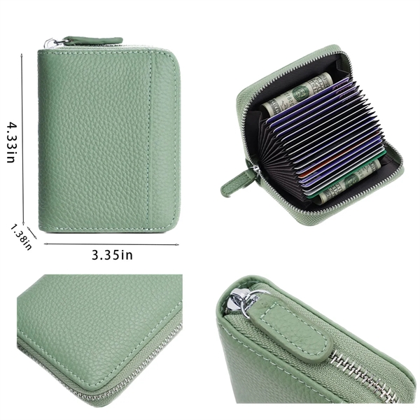 Genuine Leather Credit Card Holder Zipper Wallet With 20 Car - Genuine Leather Credit Card Holder Zipper Wallet With 20 Car - Image 1 of 1