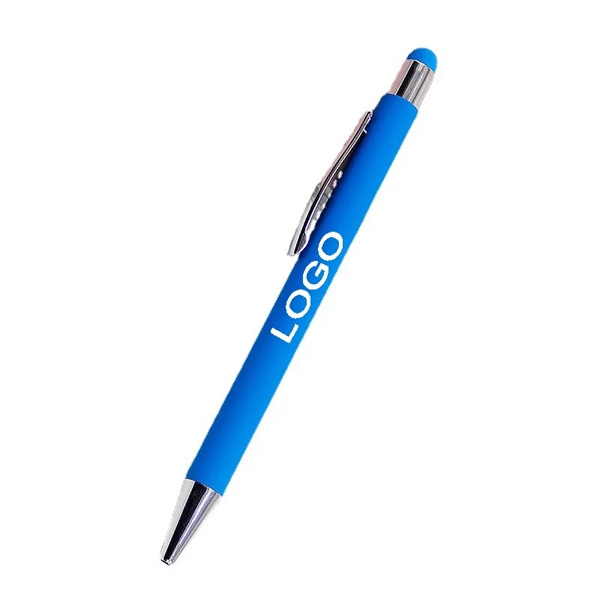 Rubberized Metal Ballpoint Pen with Stylus - Rubberized Metal Ballpoint Pen with Stylus - Image 1 of 6