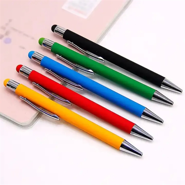 Rubberized Metal Ballpoint Pen with Stylus - Rubberized Metal Ballpoint Pen with Stylus - Image 2 of 6