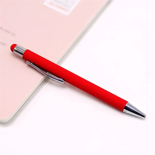 Rubberized Metal Ballpoint Pen with Stylus - Rubberized Metal Ballpoint Pen with Stylus - Image 3 of 6