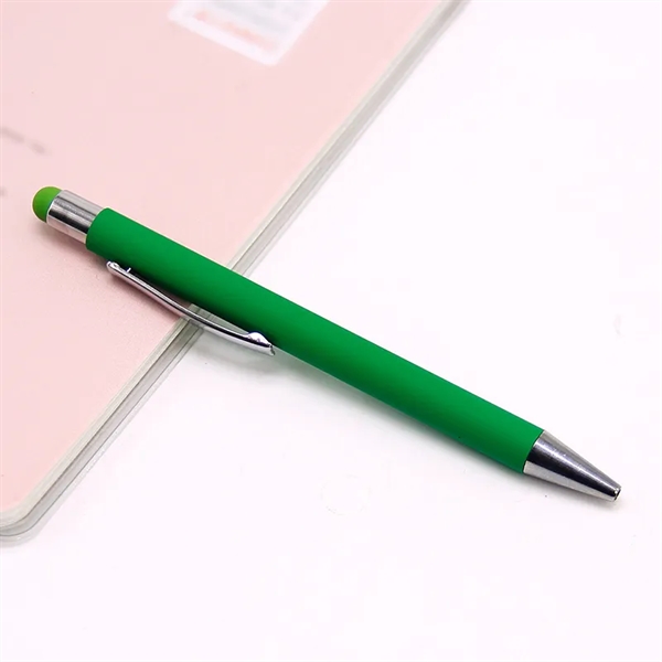 Rubberized Metal Ballpoint Pen with Stylus - Rubberized Metal Ballpoint Pen with Stylus - Image 4 of 6