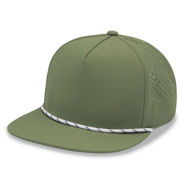 5 Panel Water Proof Nylon Hat w/Laser Cut Mesh Back - 5 Panel Water Proof Nylon Hat w/Laser Cut Mesh Back - Image 4 of 8