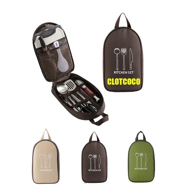8 Piece Camp Kitchen Cooking Utensil Set - 8 Piece Camp Kitchen Cooking Utensil Set - Image 0 of 2