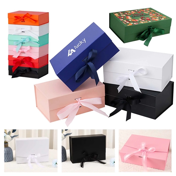 Folding Magnetic Gift Boxes With Ribbon - Folding Magnetic Gift Boxes With Ribbon - Image 0 of 1
