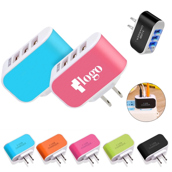 3 Port USB Travel Wall Charger Plug - 3 Port USB Travel Wall Charger Plug - Image 0 of 1