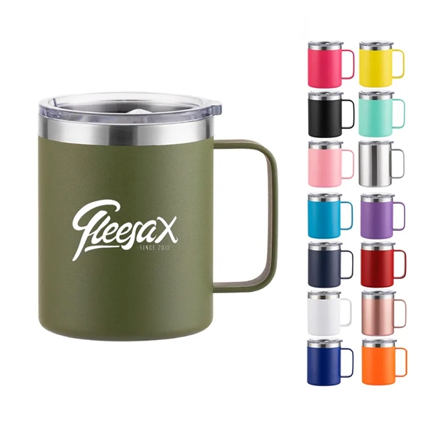 12 Oz Vacuum Insulated Coffee Mug With Handle And Lid - 12 Oz Vacuum Insulated Coffee Mug With Handle And Lid - Image 0 of 15