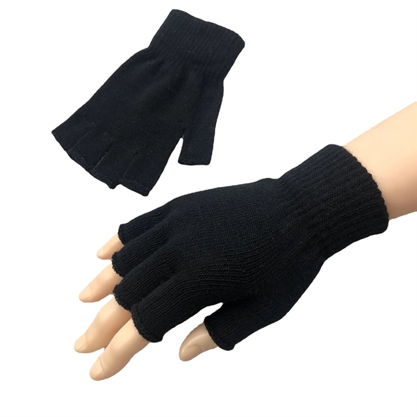 Half Finger Gloves Winter Knit Touchscreen Warm Mittens - Half Finger Gloves Winter Knit Touchscreen Warm Mittens - Image 4 of 7