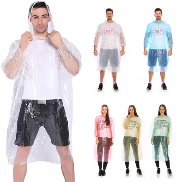 Hooded Disposable Rain Poncho - Hooded Disposable Rain Poncho - Image 1 of 1