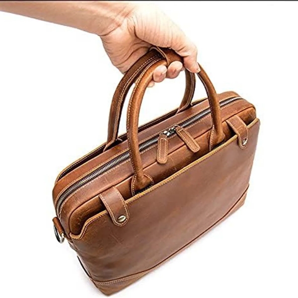 15.6 Inch Laptop Genuine Leather Men's Handbag Briefcase - 15.6 Inch Laptop Genuine Leather Men's Handbag Briefcase - Image 4 of 6