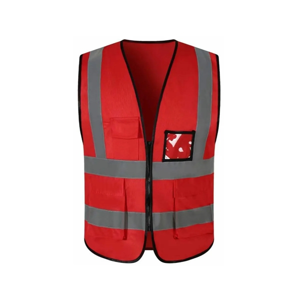 Safety Reflective Vest with Pockets and Zipper - Safety Reflective Vest with Pockets and Zipper - Image 1 of 5