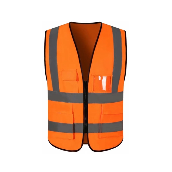 Safety Reflective Vest with Pockets and Zipper - Safety Reflective Vest with Pockets and Zipper - Image 2 of 5