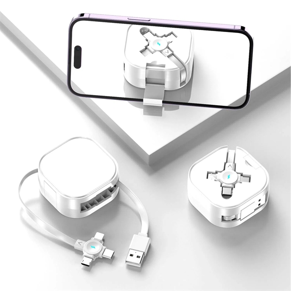 3 in 1 Retractable Charging Cable with Phone Stand - 3 in 1 Retractable Charging Cable with Phone Stand - Image 5 of 6