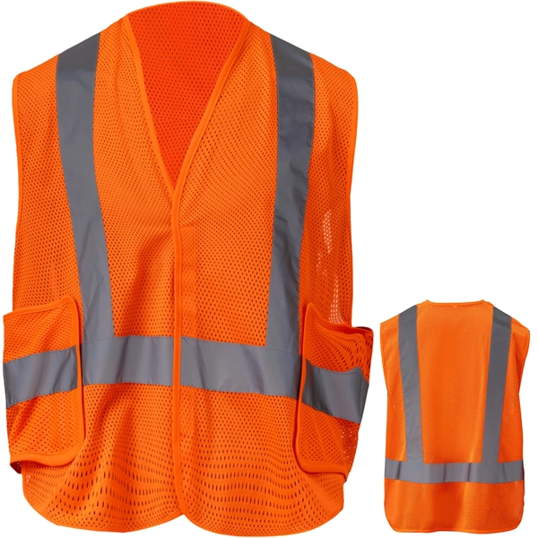 Class 2 Adjustable Breakaway Hi Vis Mesh Safety Vest - Class 2 Adjustable Breakaway Hi Vis Mesh Safety Vest - Image 0 of 6