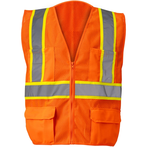 Hi Vis Class 2 Reflective Zipper Mesh Safety Vest 4 Pockets - Hi Vis Class 2 Reflective Zipper Mesh Safety Vest 4 Pockets - Image 4 of 8