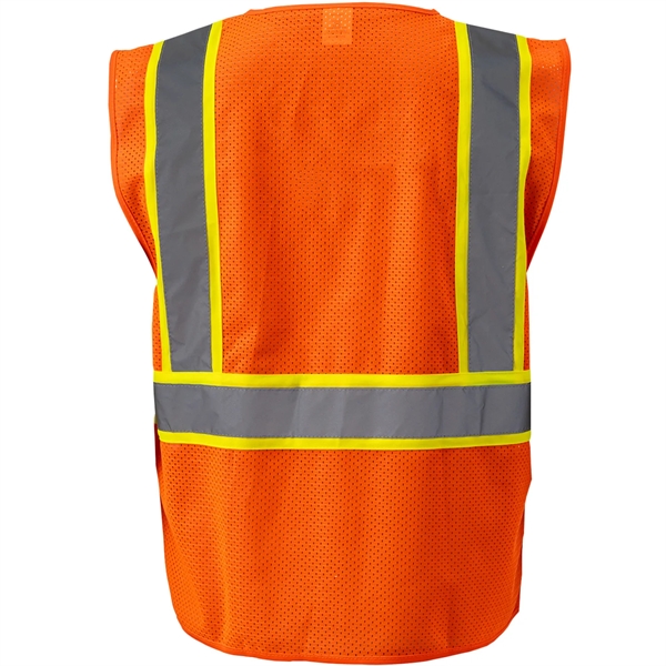 Hi Vis Class 2 Reflective Zipper Mesh Safety Vest 4 Pockets - Hi Vis Class 2 Reflective Zipper Mesh Safety Vest 4 Pockets - Image 5 of 8