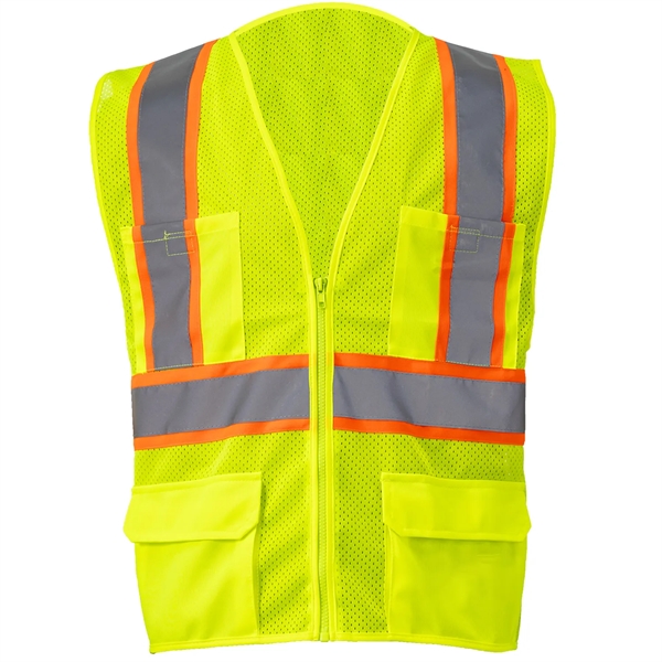 Hi Vis Class 2 Reflective Zipper Mesh Safety Vest 4 Pockets - Hi Vis Class 2 Reflective Zipper Mesh Safety Vest 4 Pockets - Image 6 of 8