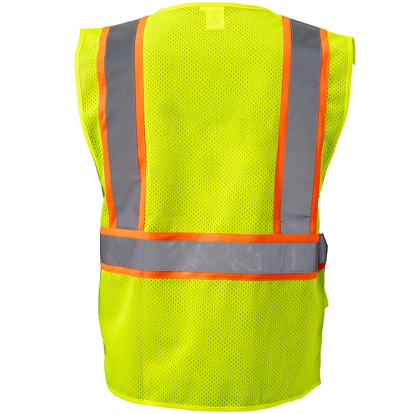 Hi Vis Class 2 Reflective Zipper Mesh Safety Vest 4 Pockets - Hi Vis Class 2 Reflective Zipper Mesh Safety Vest 4 Pockets - Image 8 of 8