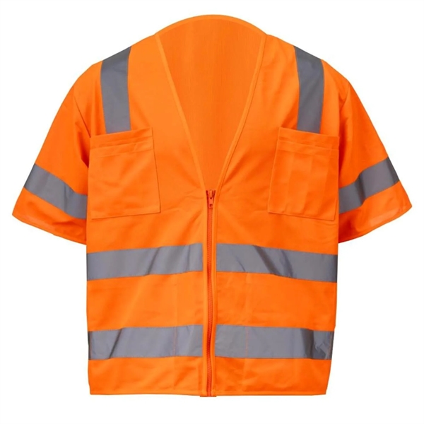 Premium Knitted Hi Vis Class 3 Safety Vest with 4 Pockets - Premium Knitted Hi Vis Class 3 Safety Vest with 4 Pockets - Image 6 of 6