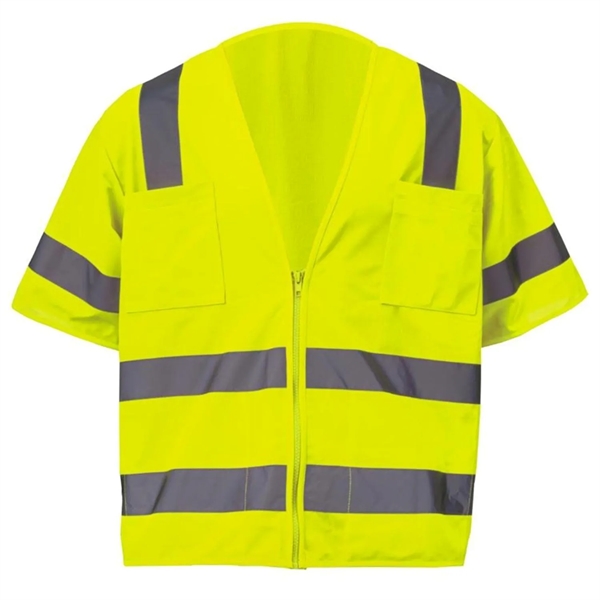 Premium Knitted Hi Vis Class 3 Safety Vest with 4 Pockets - Premium Knitted Hi Vis Class 3 Safety Vest with 4 Pockets - Image 3 of 6