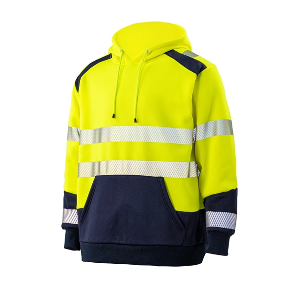 Hi Vis Class 3 Segmented Tape Safety Hoodie Kangaroo Pocket - Hi Vis Class 3 Segmented Tape Safety Hoodie Kangaroo Pocket - Image 1 of 2