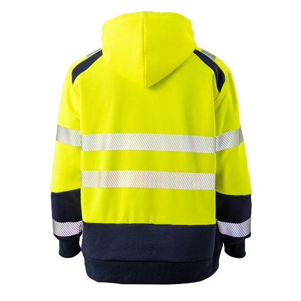 Hi Vis Class 3 Segmented Tape Safety Hoodie Kangaroo Pocket - Hi Vis Class 3 Segmented Tape Safety Hoodie Kangaroo Pocket - Image 2 of 2