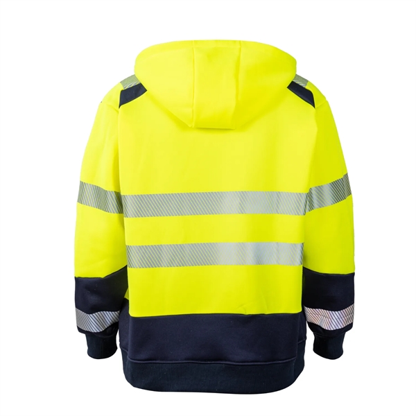 Hi Vis Class 3 Segmented Tape Safety Zipper Hoodie w/ Pocket - Hi Vis Class 3 Segmented Tape Safety Zipper Hoodie w/ Pocket - Image 2 of 2