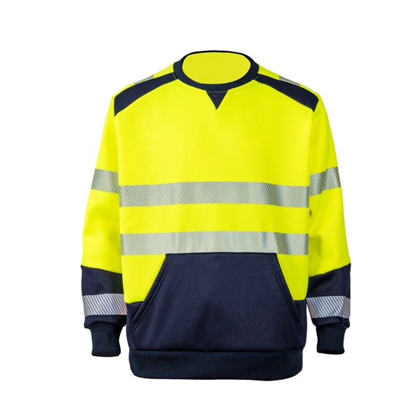 Hi Vis Class 3 Segmented Tape Safety Sweatshirt w/ Pocket - Hi Vis Class 3 Segmented Tape Safety Sweatshirt w/ Pocket - Image 0 of 2