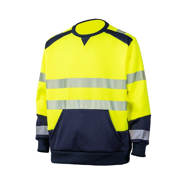 Hi Vis Class 3 Segmented Tape Safety Sweatshirt w/ Pocket - Hi Vis Class 3 Segmented Tape Safety Sweatshirt w/ Pocket - Image 1 of 2