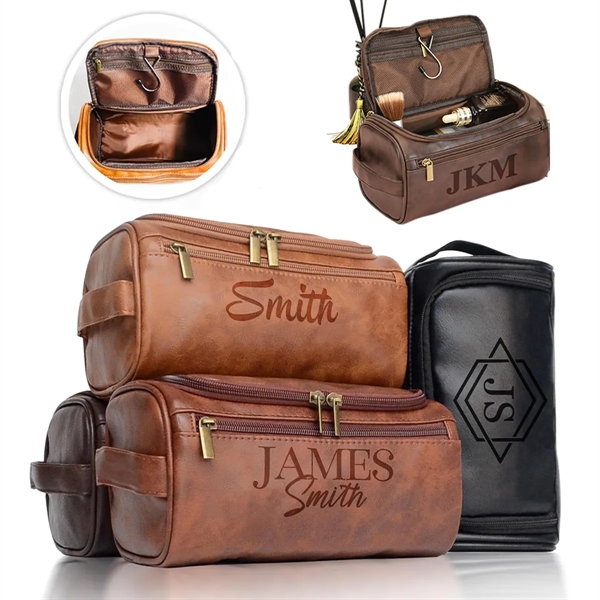 Custom Men Leather Toiletry Bag - Custom Men Leather Toiletry Bag - Image 0 of 4