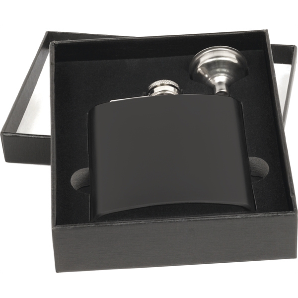 6 oz Black Stainless Steel Flask Gift Set - 6 oz Black Stainless Steel Flask Gift Set - Image 1 of 1