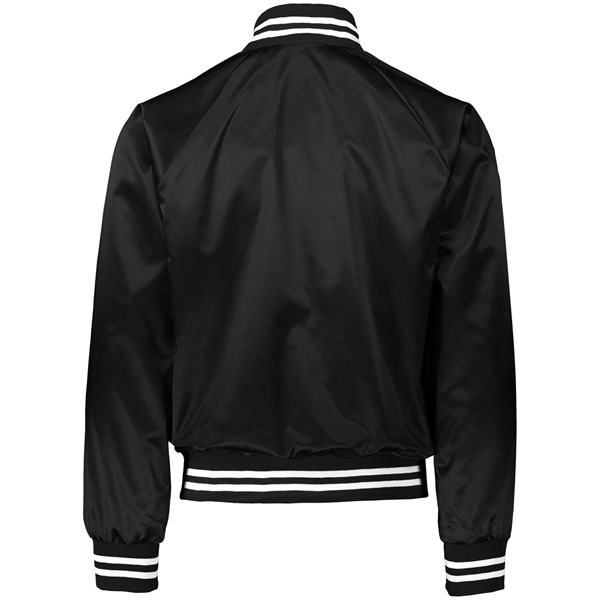 Augusta Sportswear Unisex Striped Trim Satin Baseball Jacket - Augusta Sportswear Unisex Striped Trim Satin Baseball Jacket - Image 7 of 26