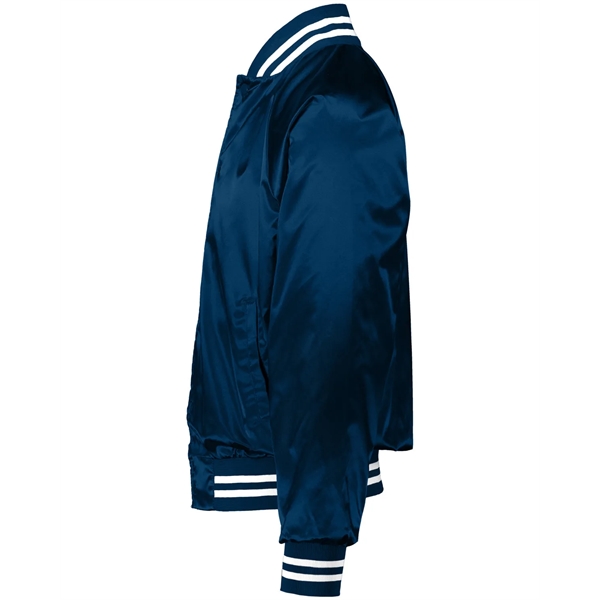 Augusta Sportswear Unisex Striped Trim Satin Baseball Jacket - Augusta Sportswear Unisex Striped Trim Satin Baseball Jacket - Image 14 of 26