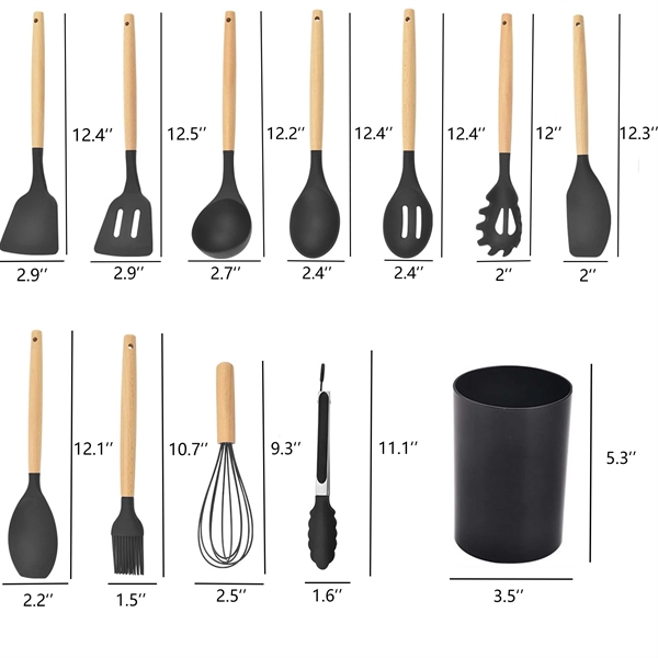 12pcs Kitchen Silicone Cooking Utensil Set - 12pcs Kitchen Silicone Cooking Utensil Set - Image 1 of 1