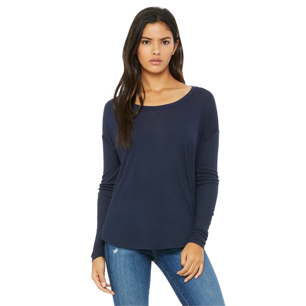 Bella + Canvas Ladies' Flowy Long-Sleeve T-Shirt with 2x1... - Bella + Canvas Ladies' Flowy Long-Sleeve T-Shirt with 2x1... - Image 2 of 7