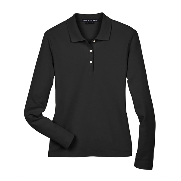 Devon & Jones Ladies' Pima Pique Long-Sleeve Polo - Devon & Jones Ladies' Pima Pique Long-Sleeve Polo - Image 50 of 54