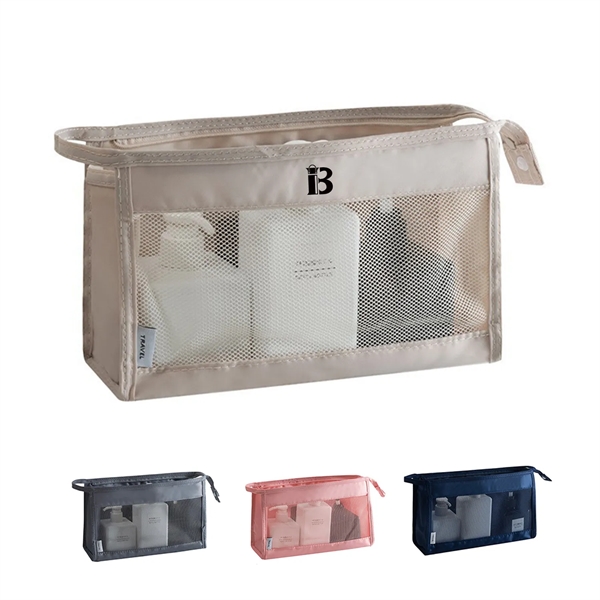 Mesh Cosmetic Zippered Makeup Bag - Mesh Cosmetic Zippered Makeup Bag - Image 0 of 4